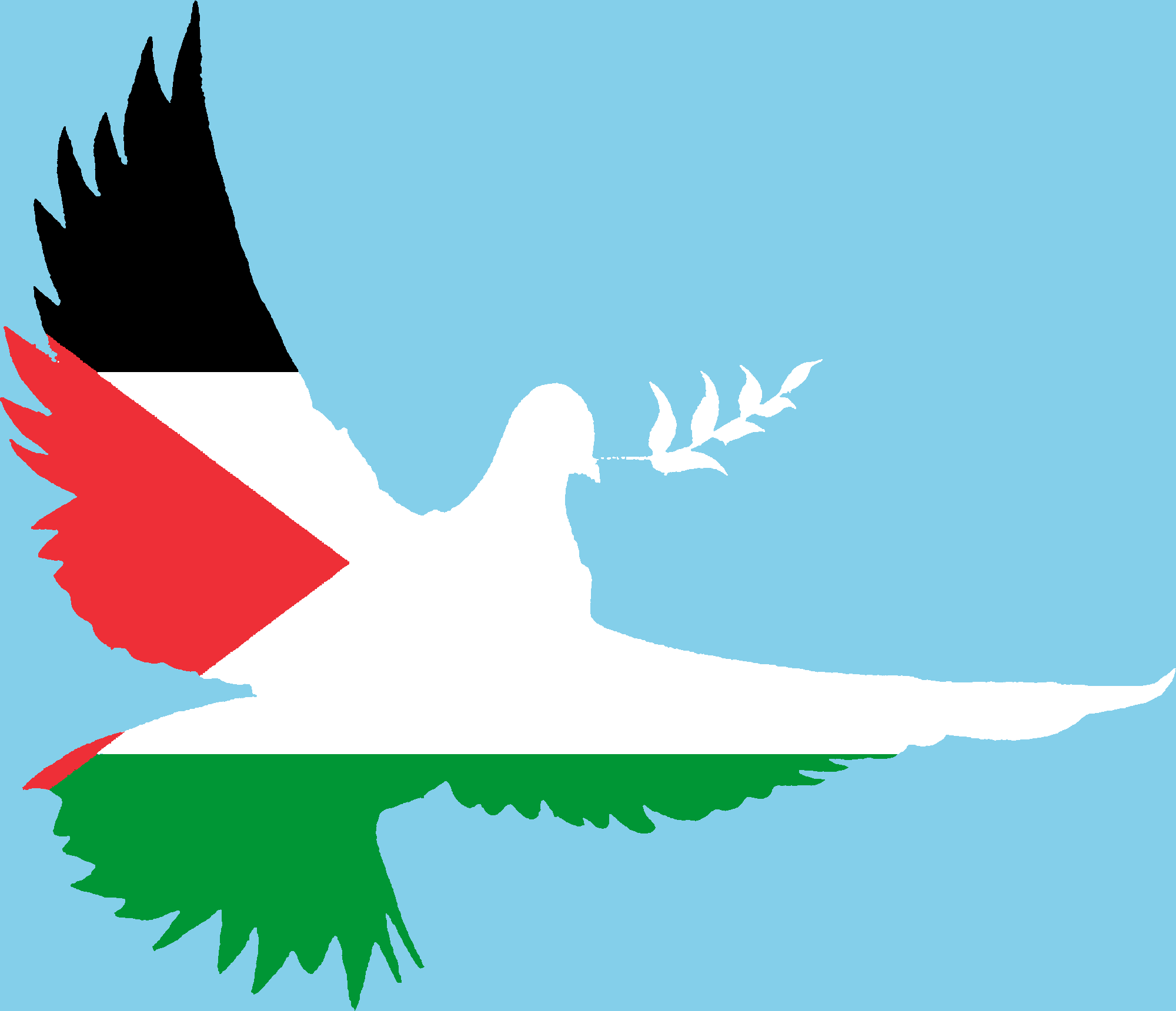 Palestine flag - dove silhouette